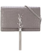 Saint Laurent Logo Clutch Bag - Grey