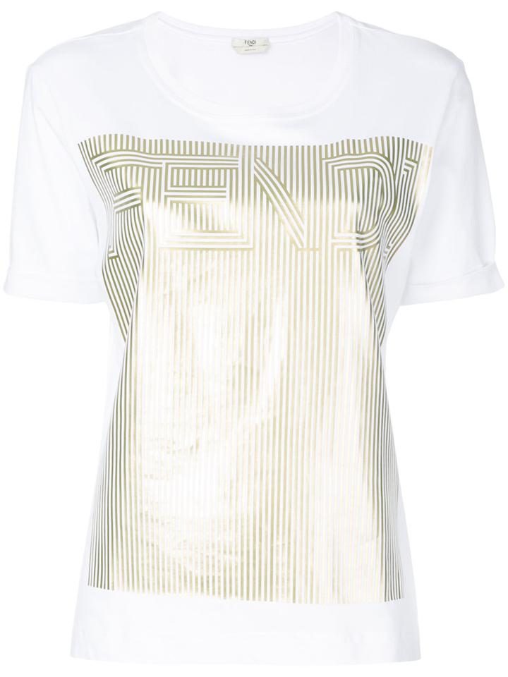 Fendi - Logo Print T-shirt - Women - Cotton - 38, White, Cotton