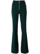 Marques'almeida Zip Up Flared Trousers, Women's, Size: 8, Green, Virgin Wool