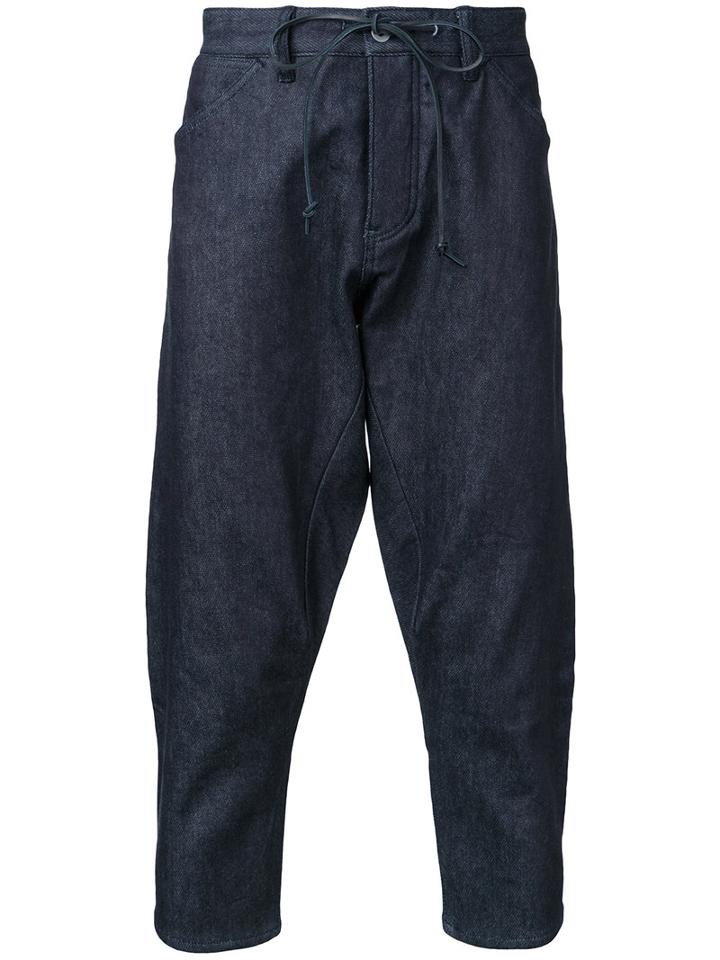 Kazuyuki Kumagai - Cropped Denim Trousers - Men - Cotton/polyurethane - 1, Blue, Cotton/polyurethane