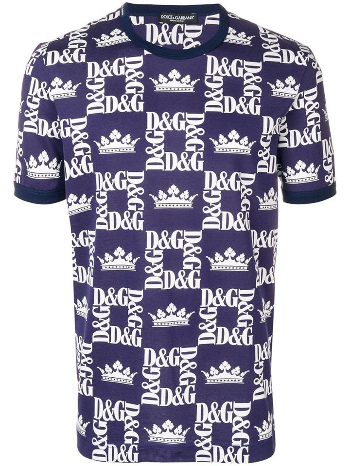 Dolce & Gabbana Logo Motif Print T-shirt - Blue
