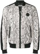 Philipp Plein Logo Trim Bomber Jacket - Neutrals