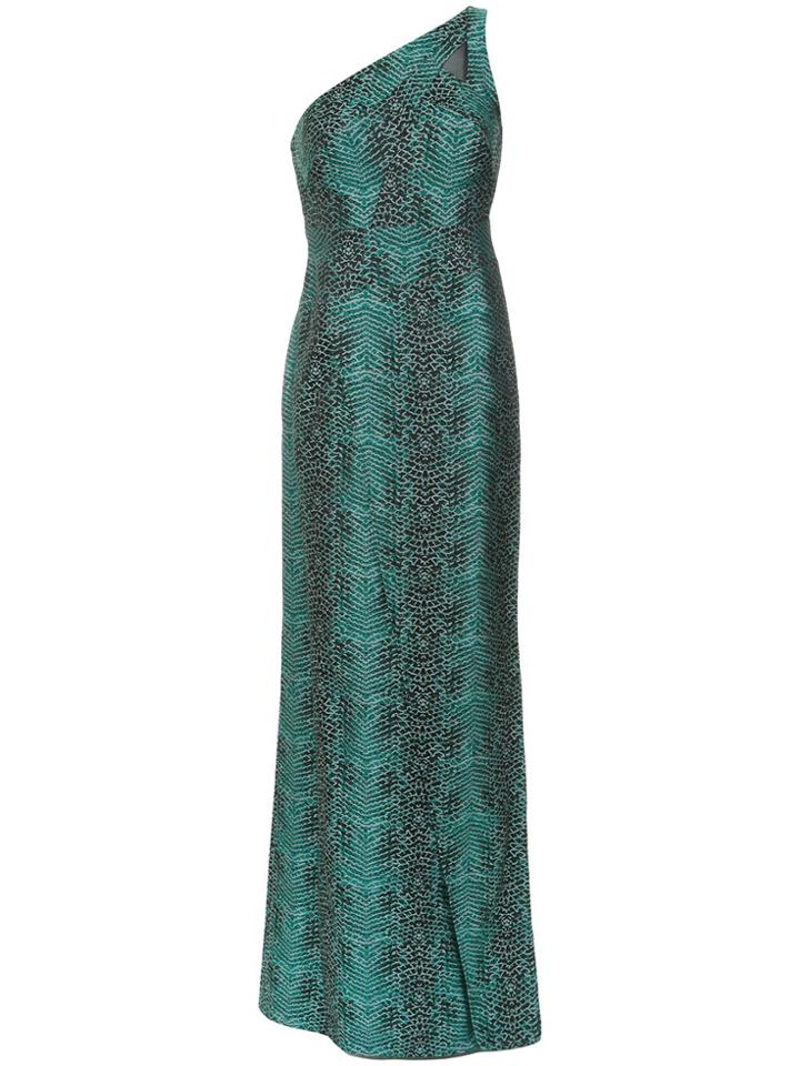 Tufi Duek Pattern One Shoulder Gown - Green