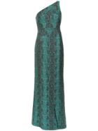 Tufi Duek Pattern One Shoulder Gown - Green