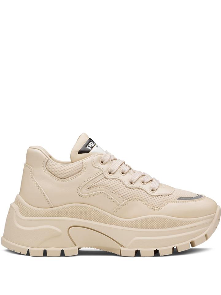 Prada Leather Panel Chunky Sneakers - Pink