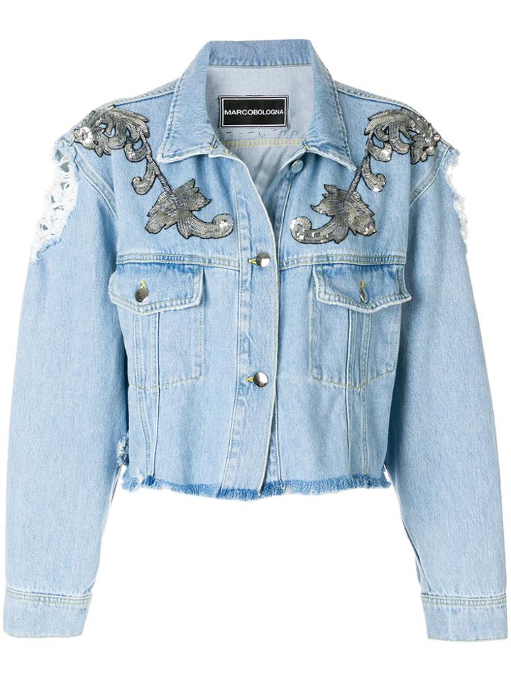 Marco Bologna Distressed Embellished Jacket - Blue