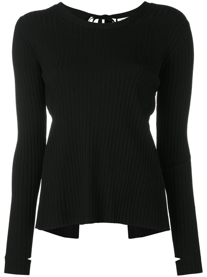 Helmut Lang - Thumb Holes Knitted Blouse - Women - Polyester/viscose - Xs, Black, Polyester/viscose