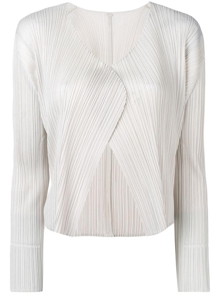 Pleats Please By Issey Miyake Cropped Cardigan - Neutrals