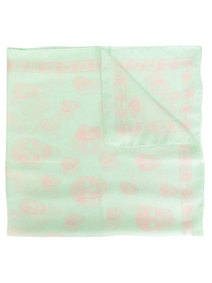 Alexander Mcqueen Skull Scarf, Women's, Green, Silk