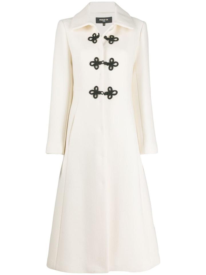 Paule Ka Fitted A-line Coat - White