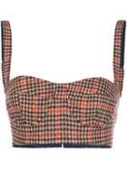 Oscar De La Renta Plaid Cropped Top - Brown