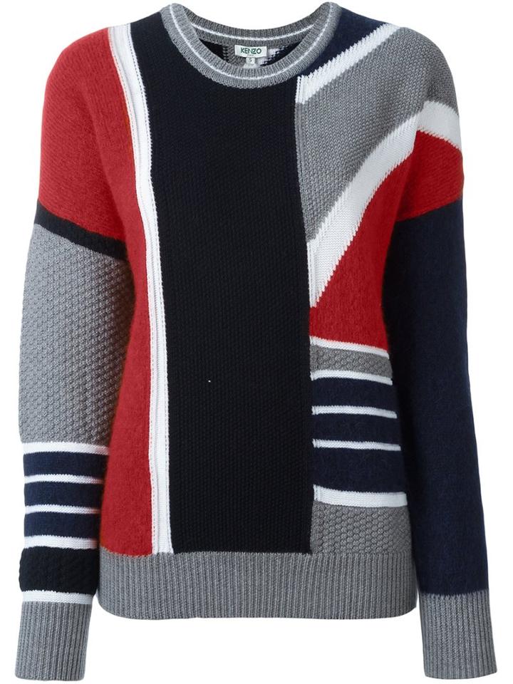Kenzo Colour Block Jumper, Women's, Size: Xs, Grey, Polyamide/polypropylene/wool/alpaca