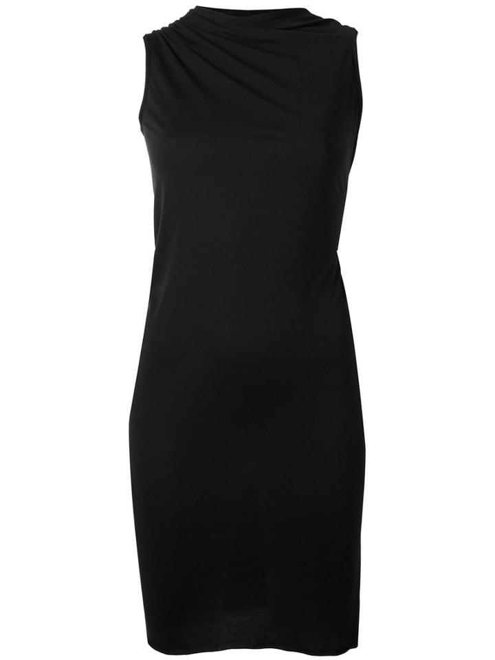 Rick Owens Lilies Twisted Neck Fitted Dress, Women's, Size: 42, Black, Cotton/viscose/polyimide