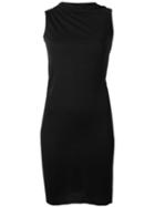 Rick Owens Lilies Twisted Neck Fitted Dress, Women's, Size: 42, Black, Cotton/viscose/polyimide
