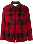 White Mountaineering Patch Pocket Flannel Jacket, Men's, Size: 3, Red, Cotton/acrylic/nylon/wool
