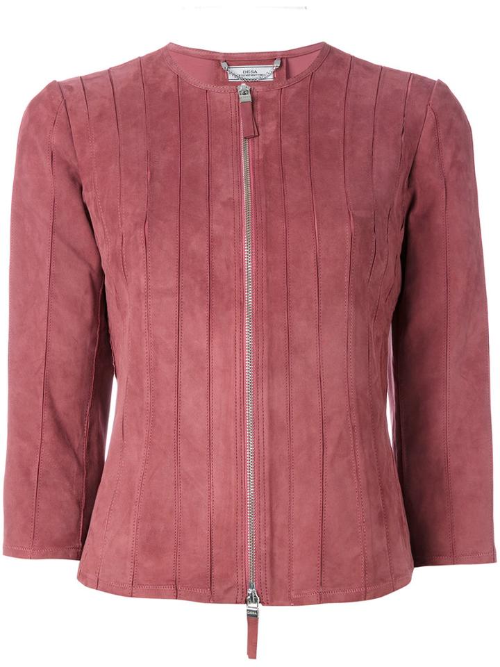 Desa 1972 Panelled Jacket, Women's, Size: 40, Pink/purple, Suede/polyester/spandex/elastane