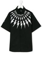 Neil Barrett Kids Lightning Bolt Print Shirt - Black
