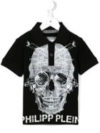 Philipp Plein Kids 'cyber Skull' Polo Shirt, Boy's, Size: 10 Yrs, Black