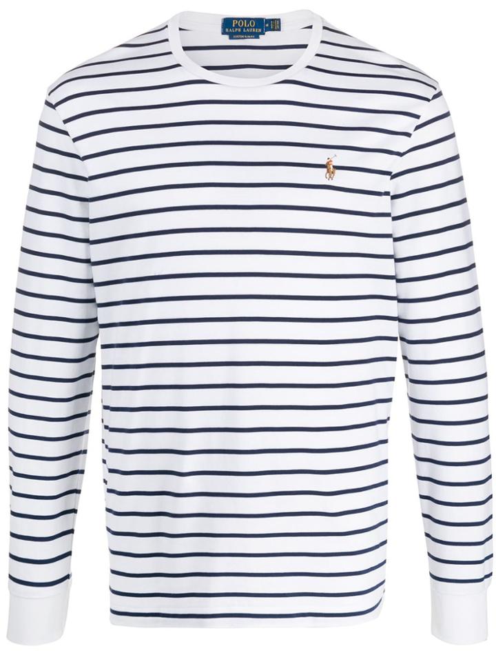 Polo Ralph Lauren Striped Round Neck Sweater - White