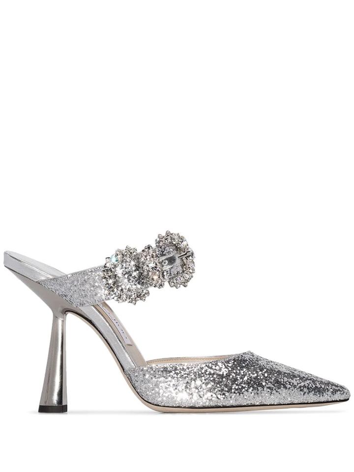 Jimmy Choo Smokey 100mm Glitter-effect Pumps - Silver