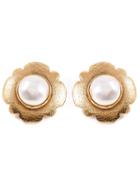 Chanel Vintage Faux Pearl Centre Earrings, Women's, Size: Small, Metallic