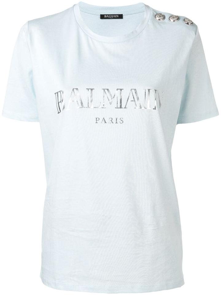 Balmain Metallic Logo T-shirt - Blue