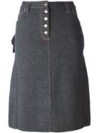 Christian Dior Vintage Jersey Denim Effect Pencil Skirt, Women's, Size: 42, Grey