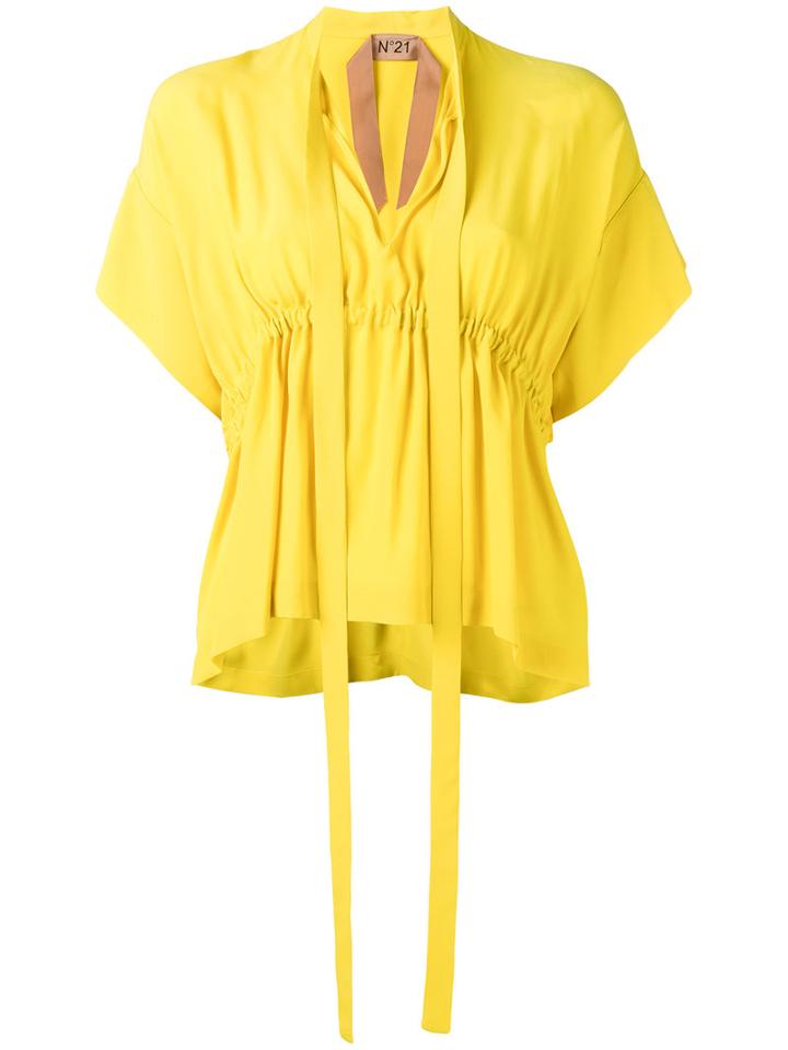 No21 Wide-sleeve Top, Women's, Size: 40, Yellow/orange, Silk/acetate