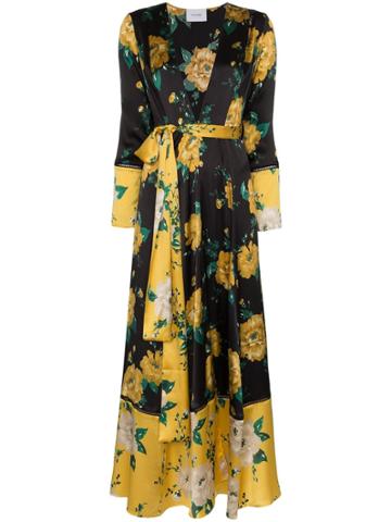 We Are Leone Floral Print Maxi Cardigan - Black