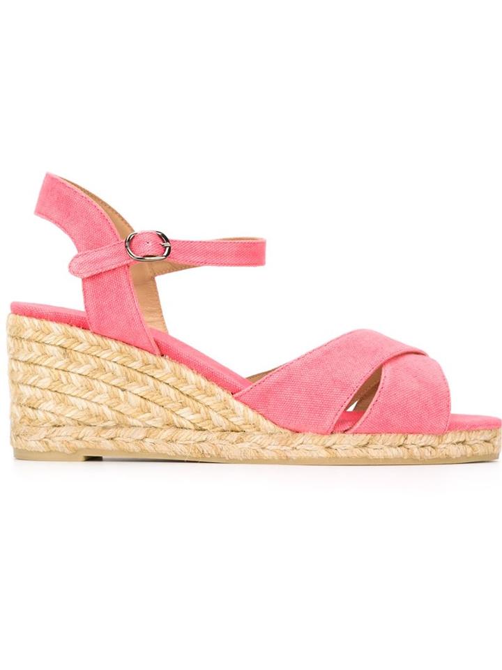 Castañer Blaudell Wedge Sandals, Women's, Size: 37, Pink/purple, Canvas/leather/rubber