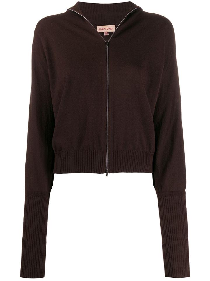 Romeo Gigli Pre-owned 1990s Puffy Long Sleeves Zipped Top - Brown
