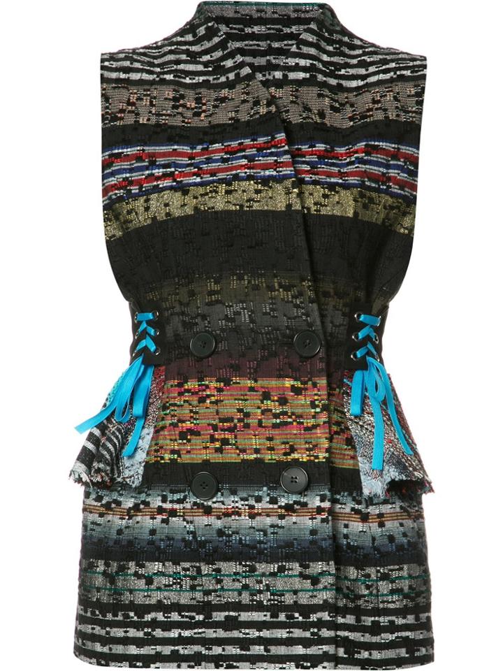 Tome 'striped Tweed Laced Tailored' Vest - Black