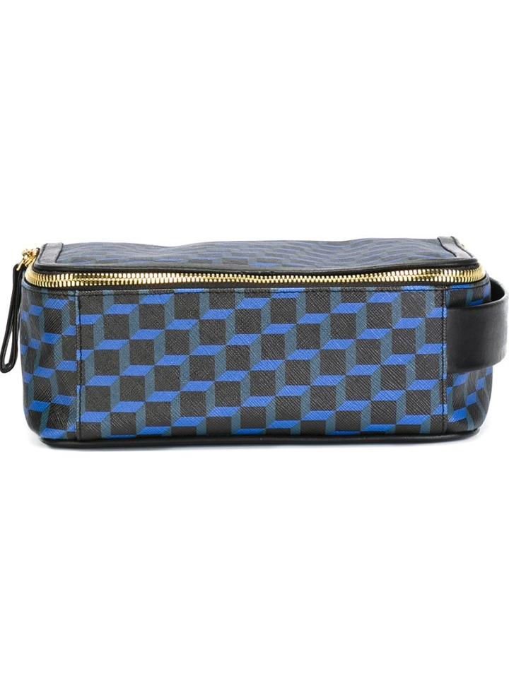 Pierre Hardy Cube Wash Bag, Blue, Calf Leather/polyurethane