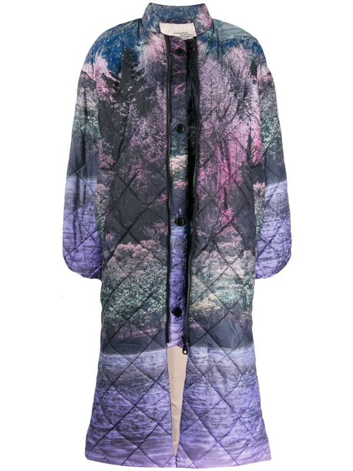 Baum Und Pferdgarten Wonderland Print Quilted Coat - Purple