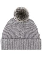 N.peal Fur Bobble Hat - Grey