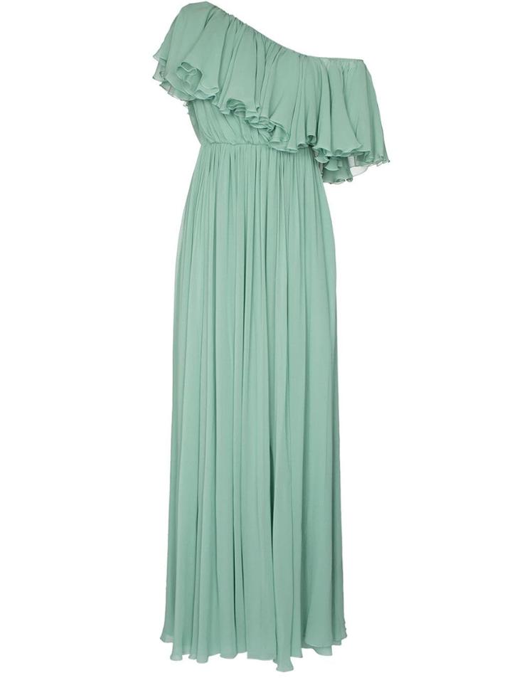 Giambattista Valli One-shoulder Ruffle Silk Maxi Gown - Green