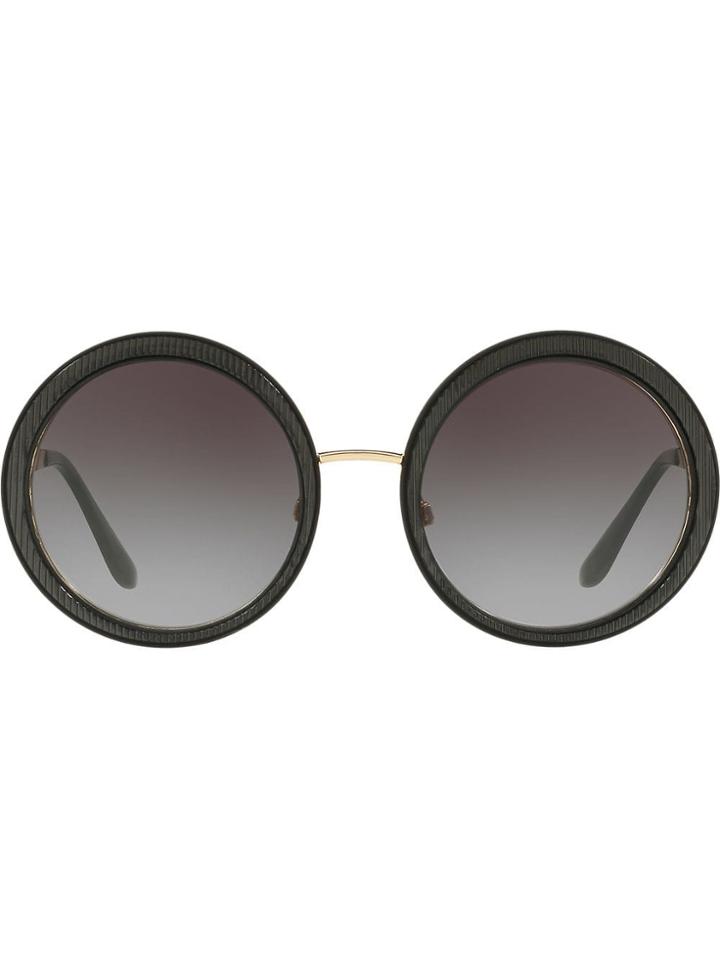 Dolce & Gabbana Eyewear Ridged Round Sunglasses - Black