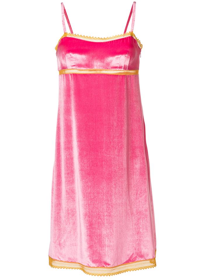 Alberta Ferretti Contrast Trim Slip Dress - Pink & Purple