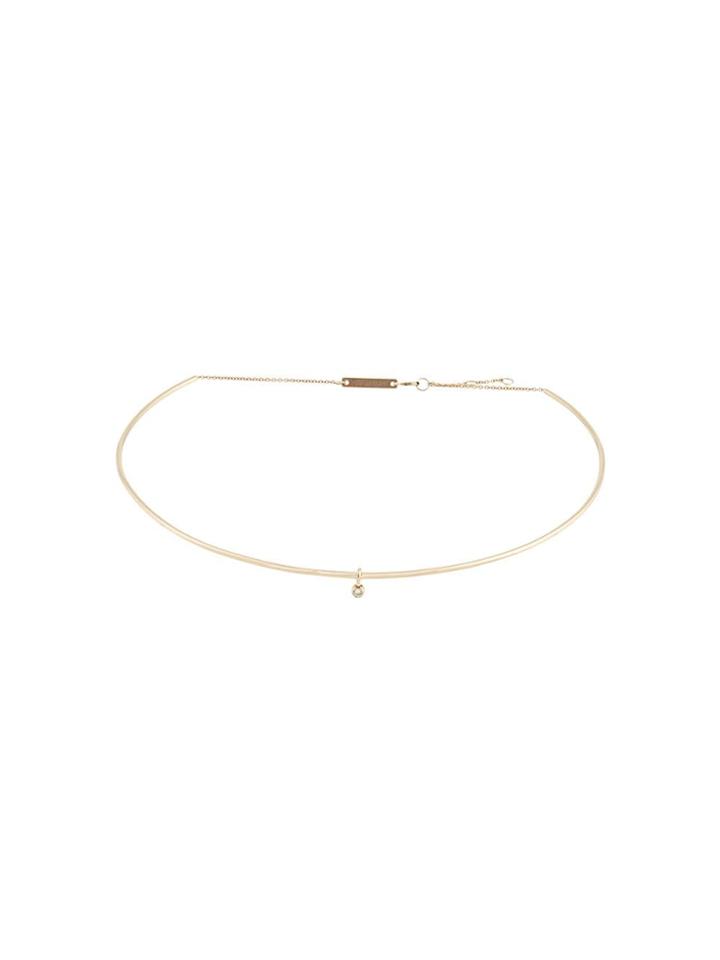 Zoë Chicco 14kt Yellow Gold Single Bezel Dangling Diamond Collar