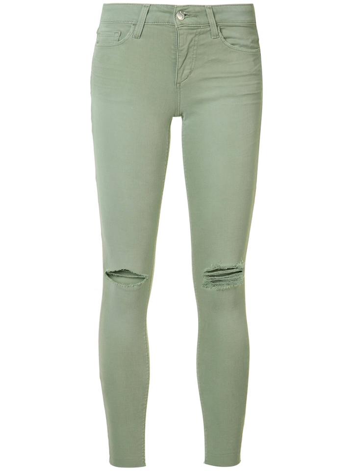 Joe's Jeans Ripped Super Skinny Jeans, Women's, Size: 30, Green, Cotton/spandex/elastane