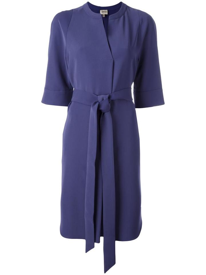 Armani Collezioni Wrap Dress, Women's, Size: 46, Blue, Polyester