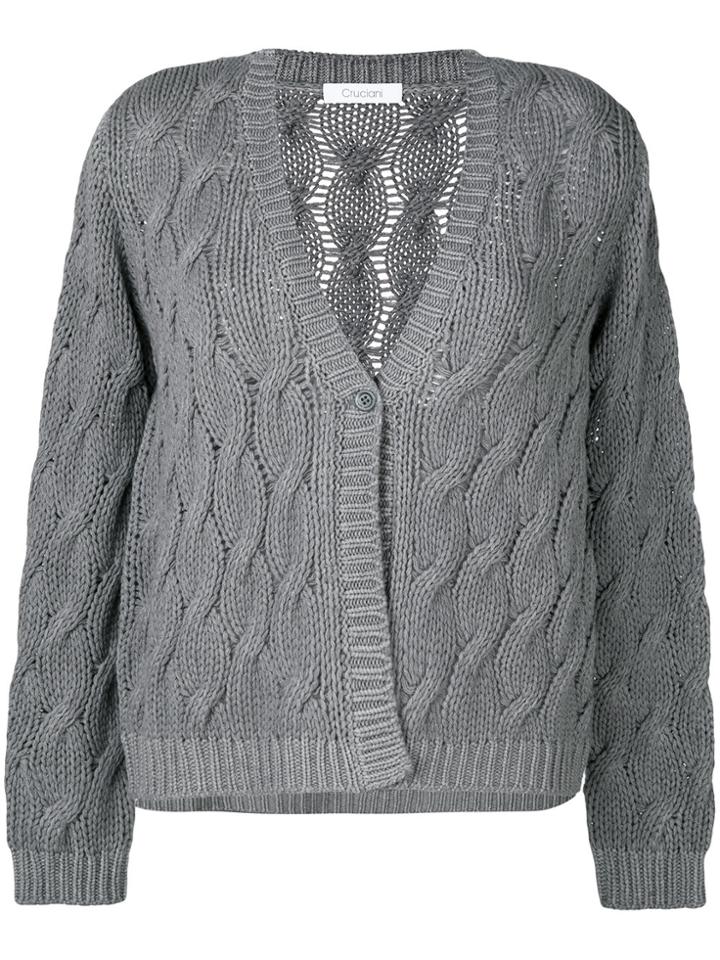 Cruciani Cable Knit Cardigan - Grey