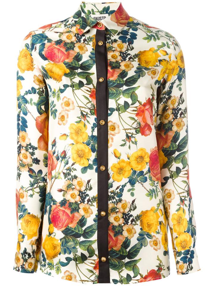 Fausto Puglisi Floral Print Shirt, Women's, Size: 38, White, Silk