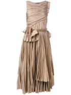 Rochas - Pleated Flared Dress - Women - Silk/cotton - 44, Nude/neutrals, Silk/cotton