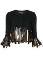 Oscar De La Renta Embellished Cropped Jacket - Black