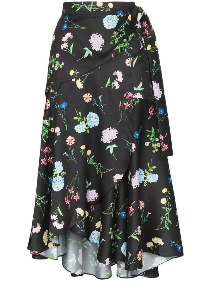 Paper London Fresa Floral Print Midi-skirt - Black