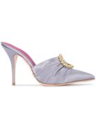 Oscar Tiye Lilac Satin Crystal Eva 100 Mules - Pink & Purple