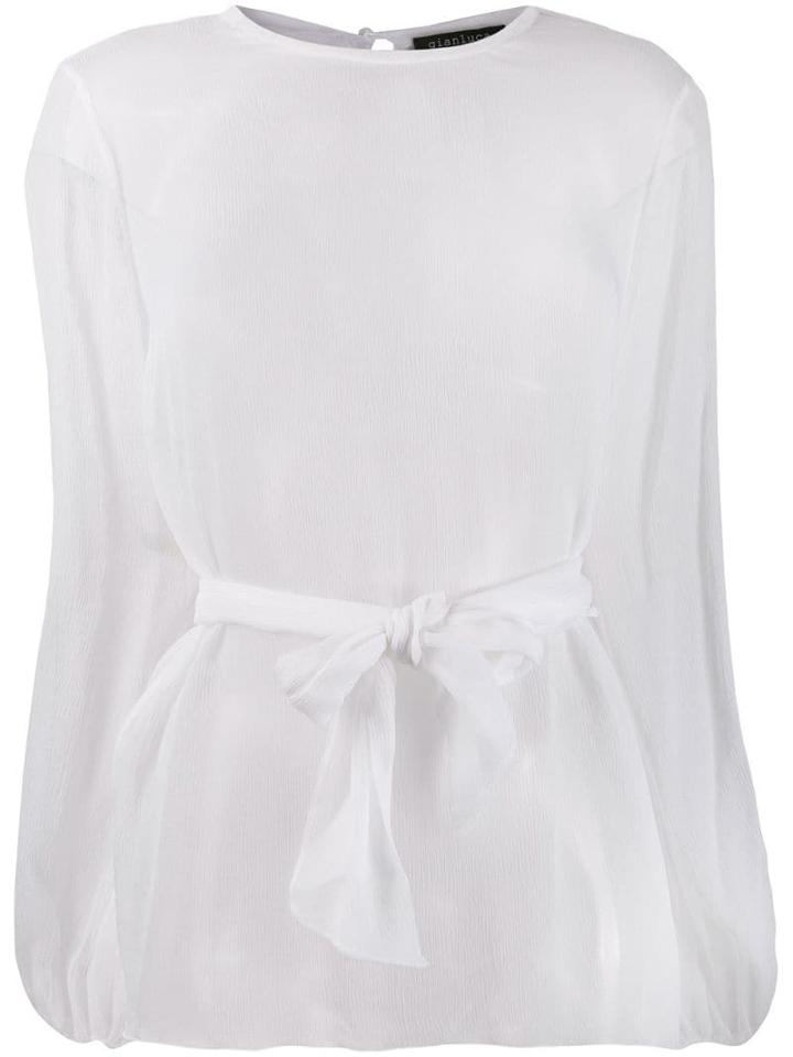 Gianluca Capannolo Sheer Long-sleeved Blouse - White