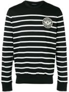 Balmain Striped Crew Neck Sweater - Black