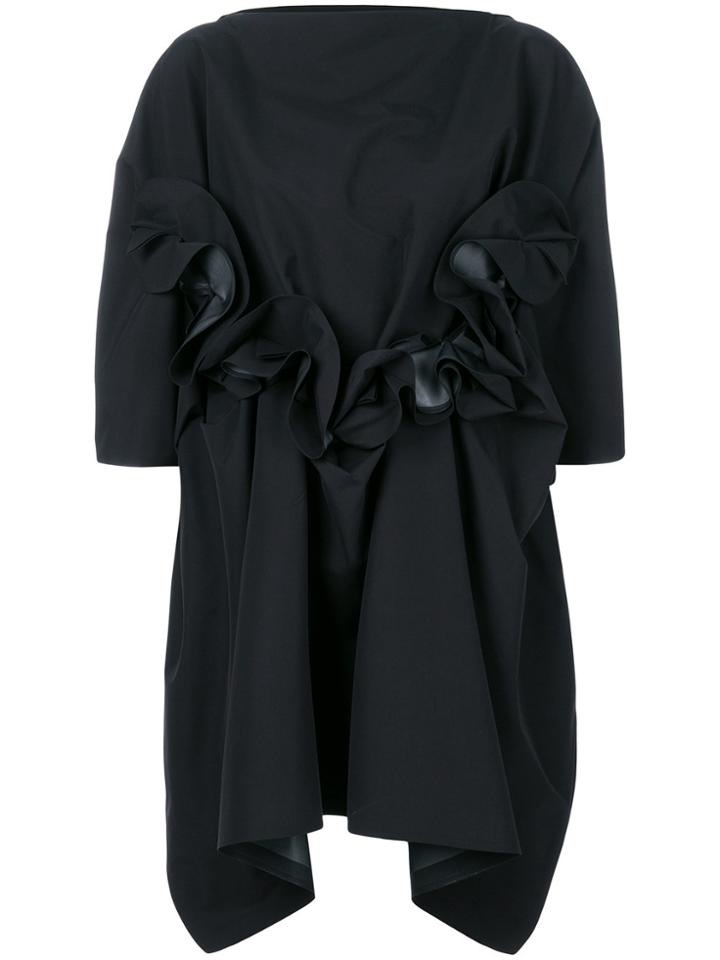 Junya Watanabe Ruffle Detail Asymmetric Hoodie - Black